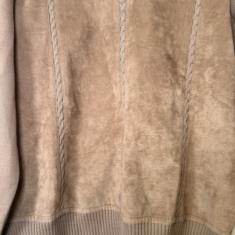 VTG 80s Lansons Of Florida Tan 100% Zephyr Wool Ultra Suede Sweater‎ Top Size S
